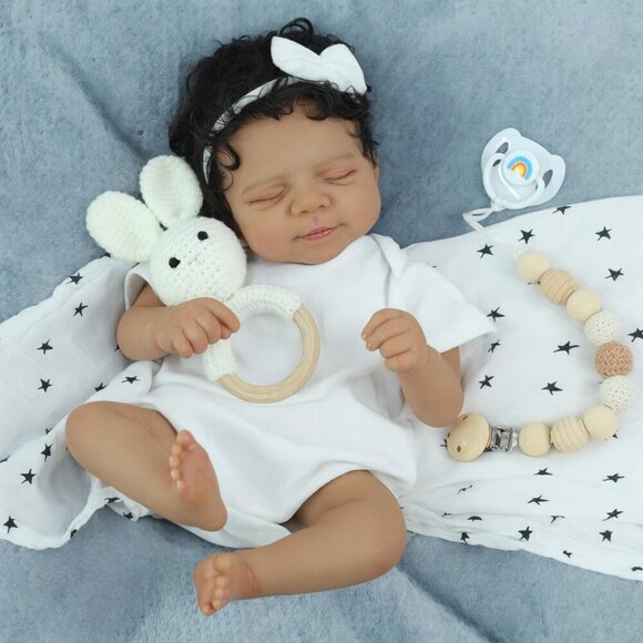 18 Inch Reborn Baby Doll Black Boy Realistic Newborn African American Gift - Picture 2 of 8